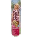 Barbie Rubia Vestido Rosado Estampado Corazones