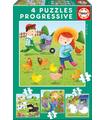 Puzzle Progresivo 6-9-12-16 Animales De La Granja