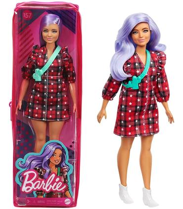 barbie-fashionista-vestido-cuadros-rojos-pelo-violeta