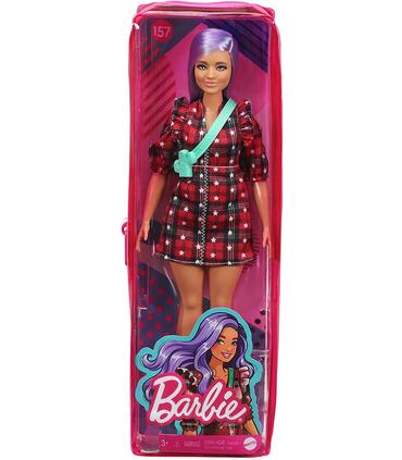 barbie-fashionista-vestido-cuadros-rojos-pelo-violeta