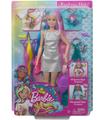 Barbie Peinados Fantasia Rubia Look Sirena y Unicornio