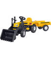 Tractor a Pedales Amarillo con Remolque y  Excavadora