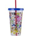 VASO PLASTICO+PAJITA SUPER MARIO 700ML