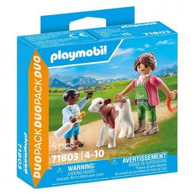 playmobil-71803-granjera-con-ternero