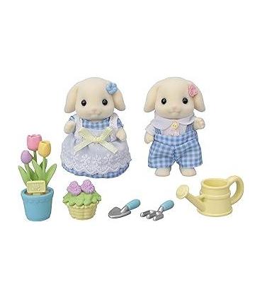 set-hermanos-conejo-flor