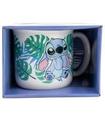 TAZA DESAYUNO 400 ML REGALO STITCH ALOHA