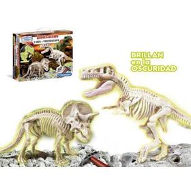 arqueojugando-t-rex-y-triceratops-fluorescente