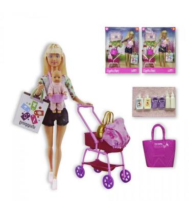 muneca-mama-con-bebe-y-carrito-fentoys