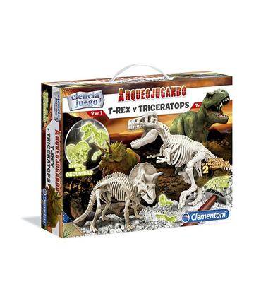arqueojugando-t-rex-y-triceratops-fluorescente